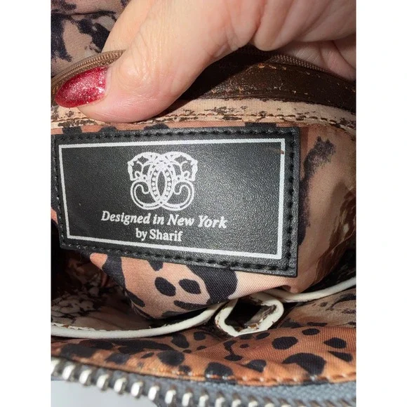 Sharif 1827 Blue Leather Embroidered Parrot Floral Crossbody Bag Grey Trim - Picture 10 of 12